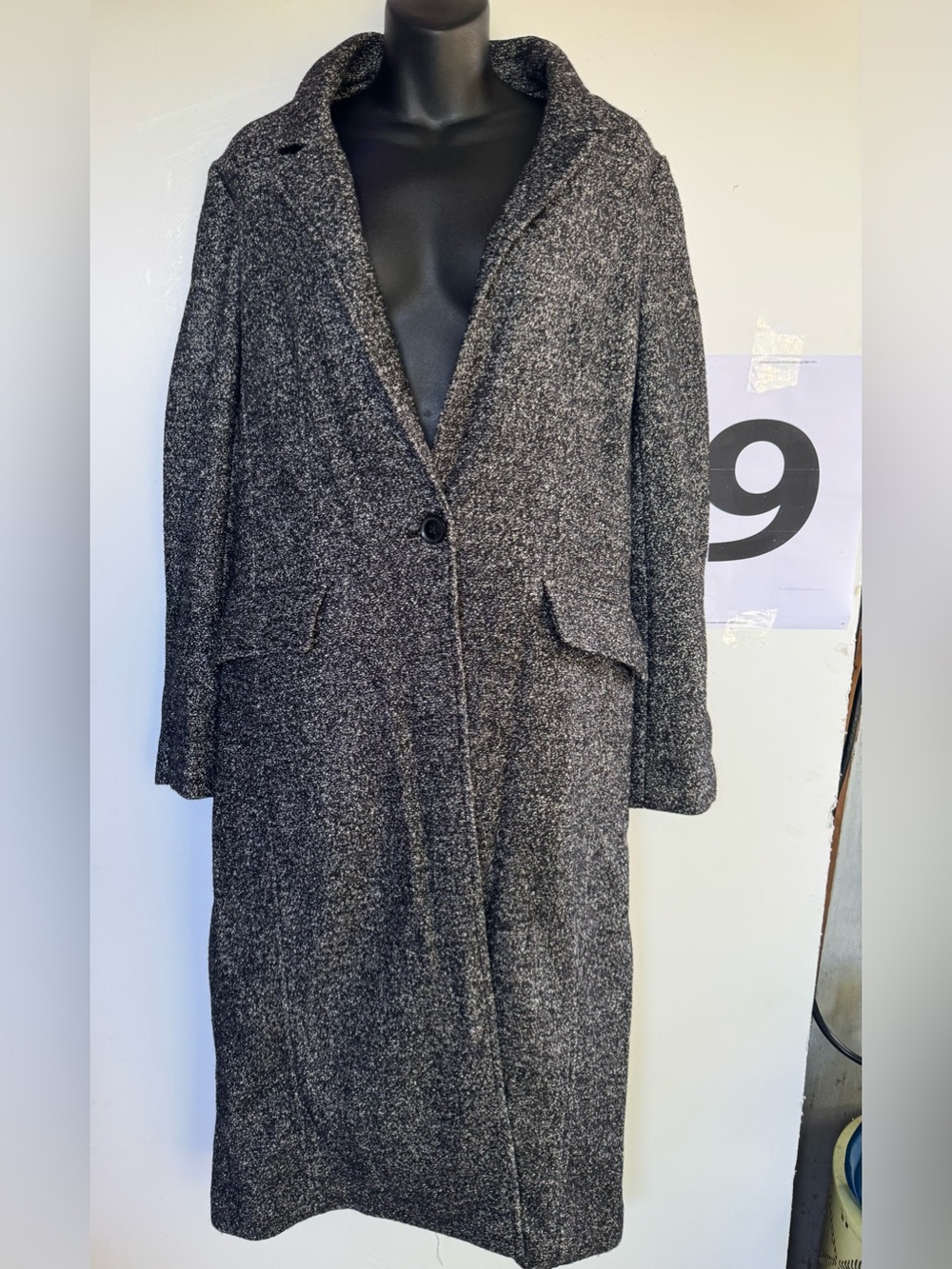 Banana Republic Charcoal Gray Long Single-Button Trench Coat
